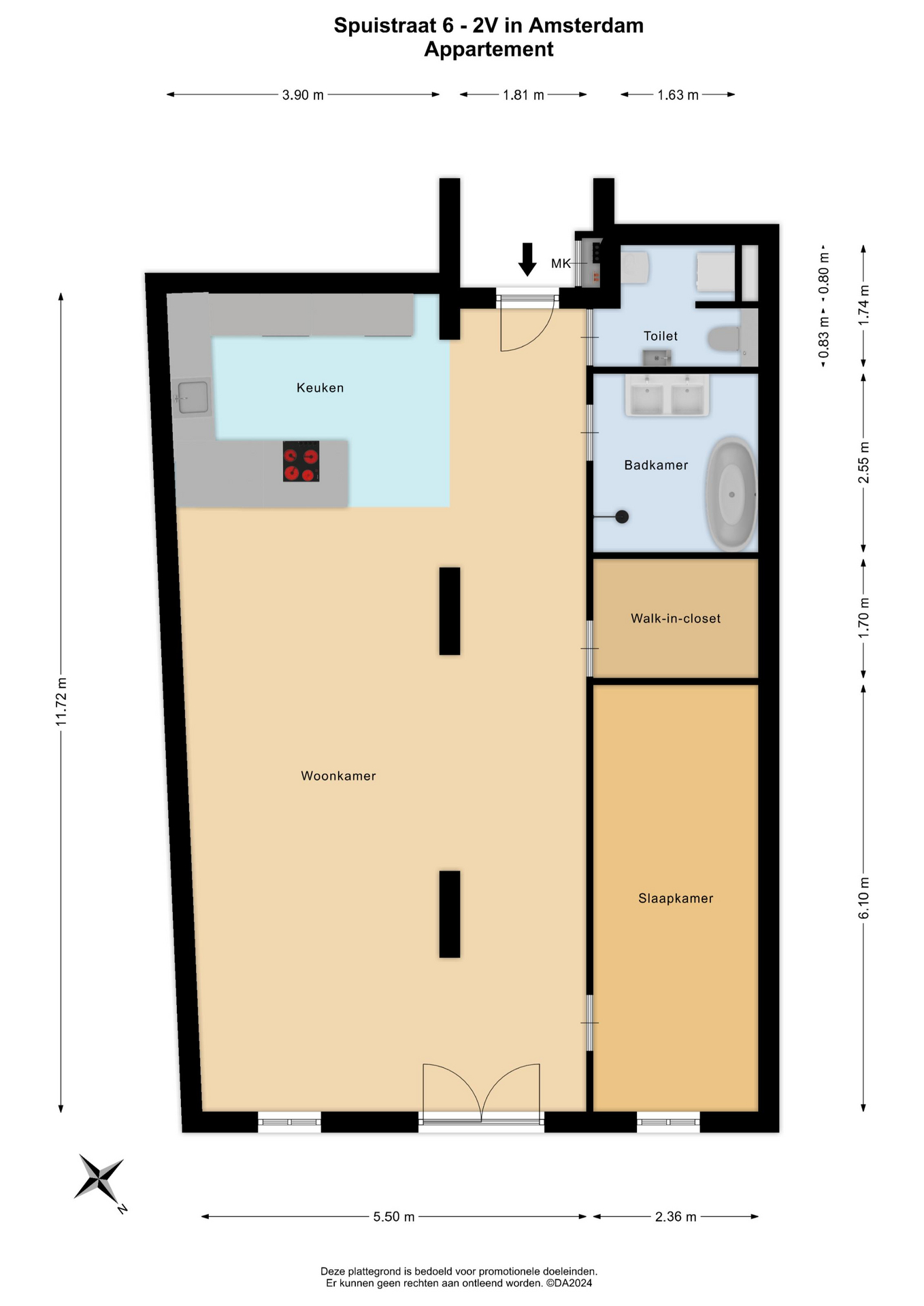 Spuistraat 6 2V, 1012 TS Amsterdam map