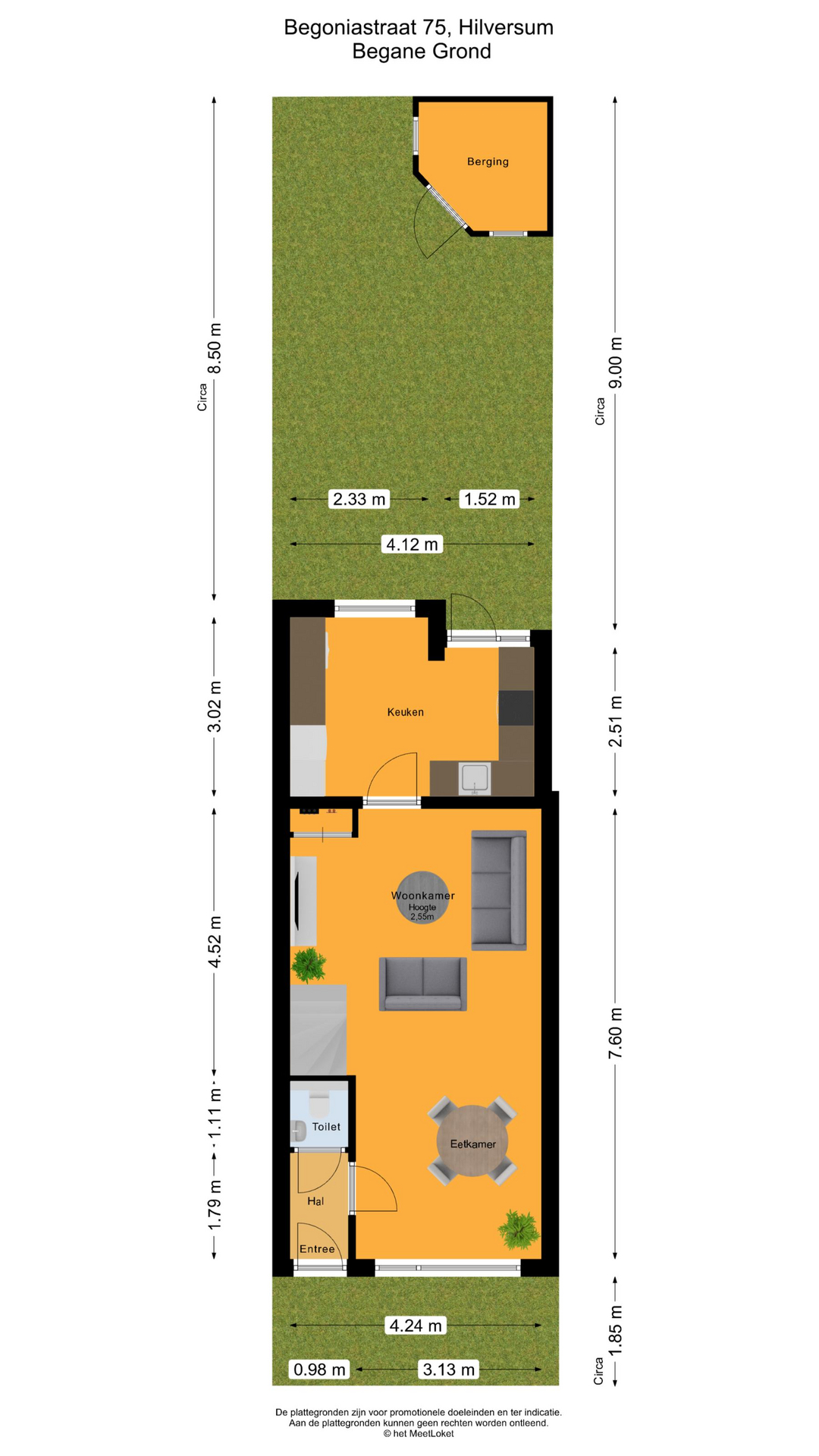 Begoniastraat 75 , 1214 CV Hilversum map