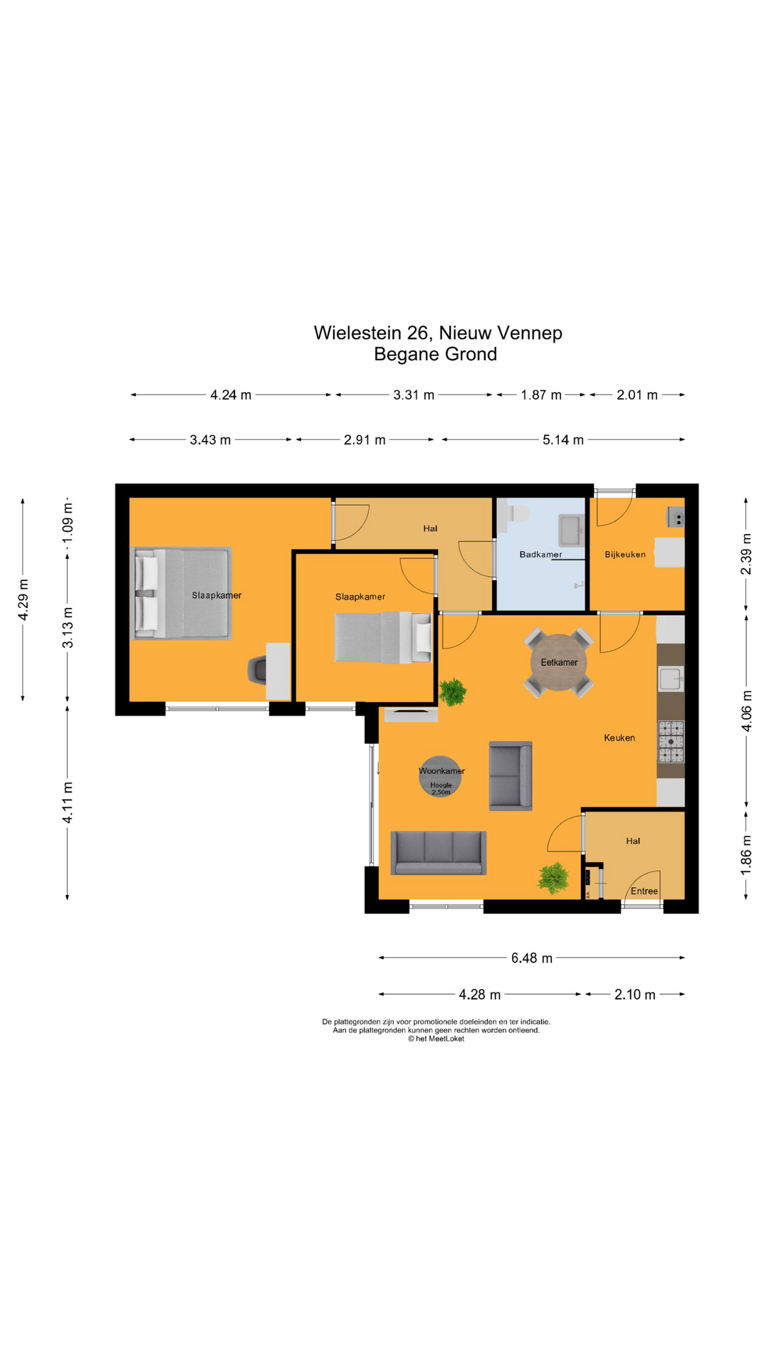 Wielestein 26 , 2151 KN Nieuw-vennep map