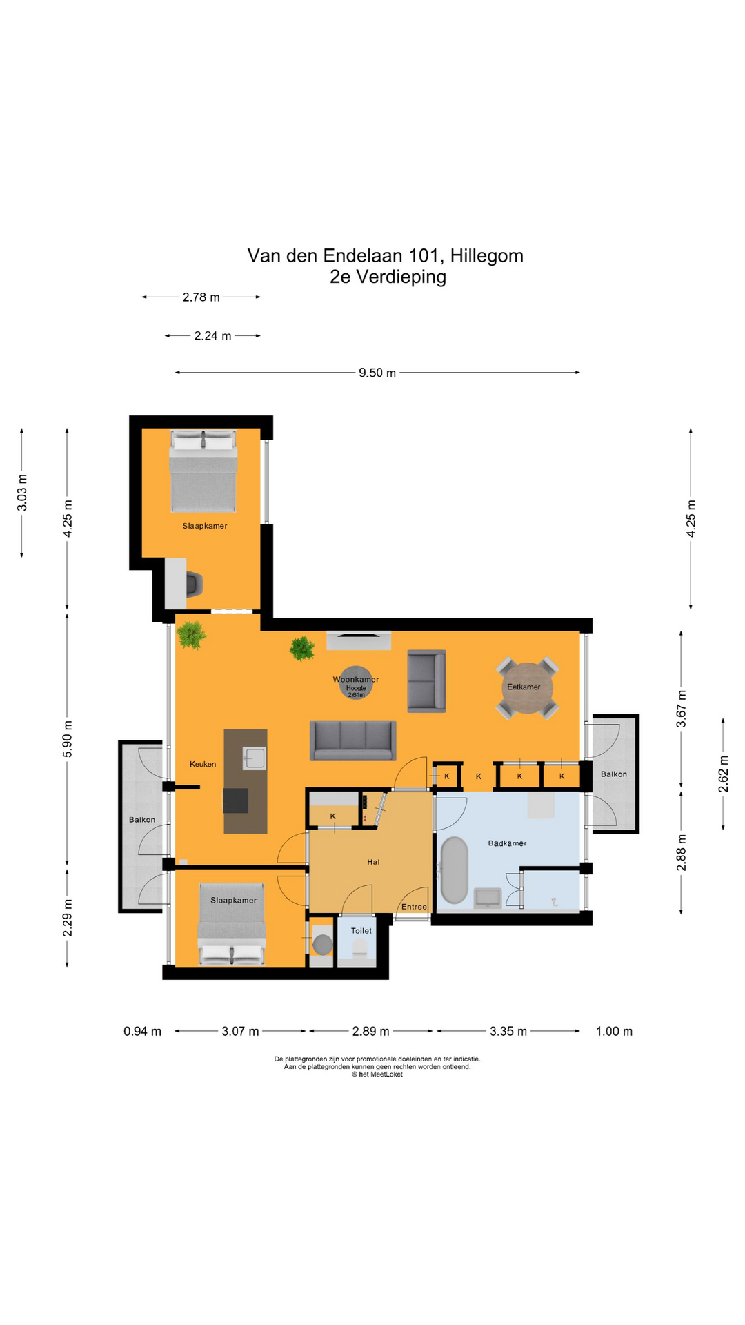 Van den Endelaan 101, 2182 EV Hillegom map