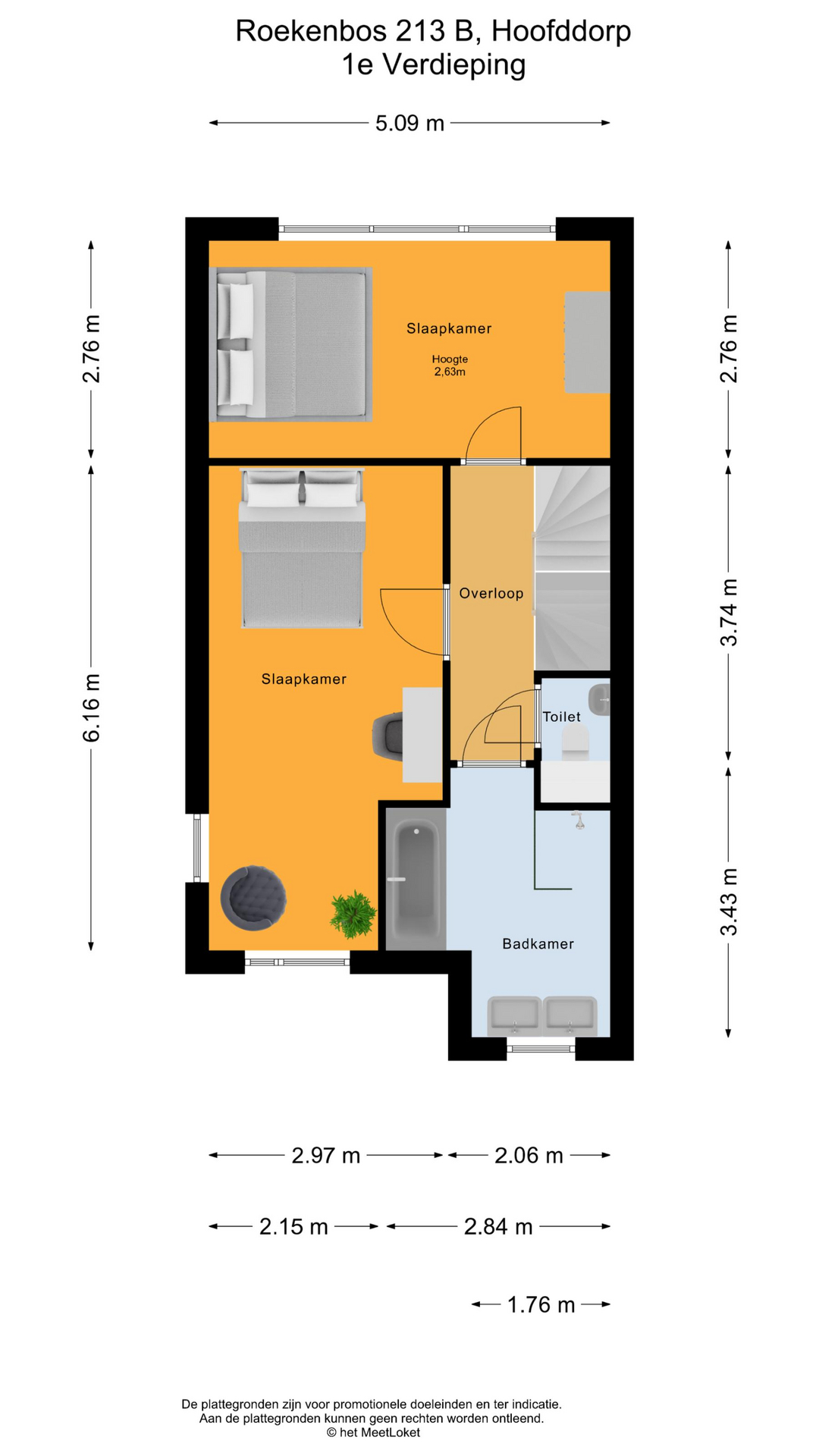 Roekenbos 213 B, 2134 VE Hoofddorp map