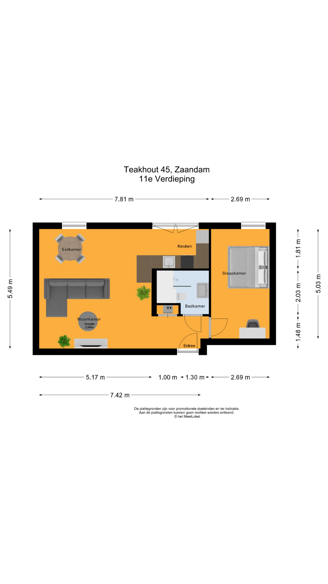 Teakhout 45 , 1507 EM Zaandam map