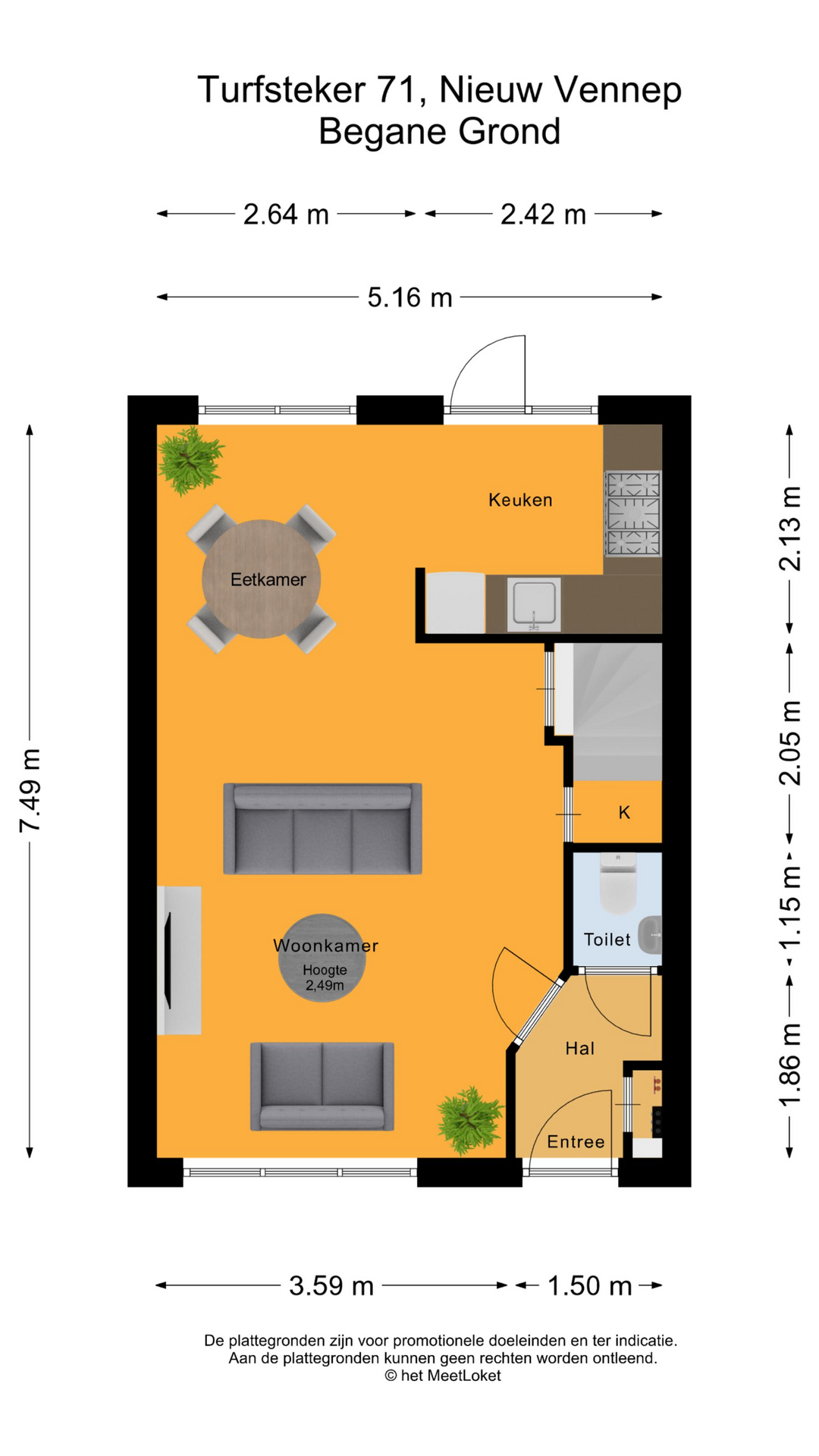 Turfsteker 71 , 2152 LZ Nieuw-vennep map