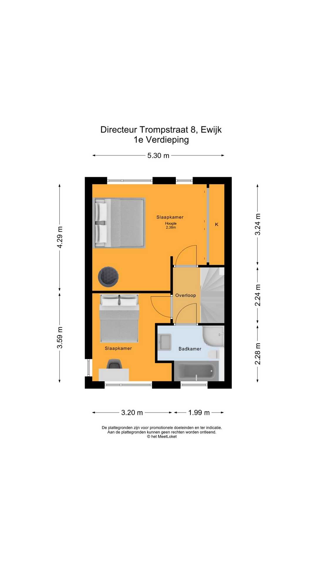 Directeur Trompstraat 8 , 6644 AK Ewijk map