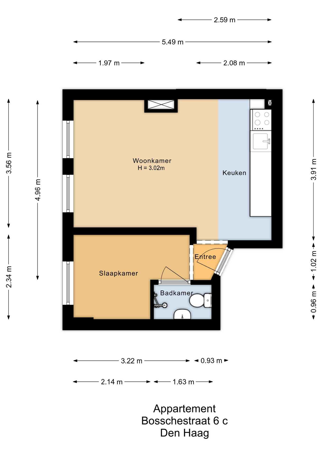 Bosschestraat 6 C, 2587 HE 's-gravenhage map