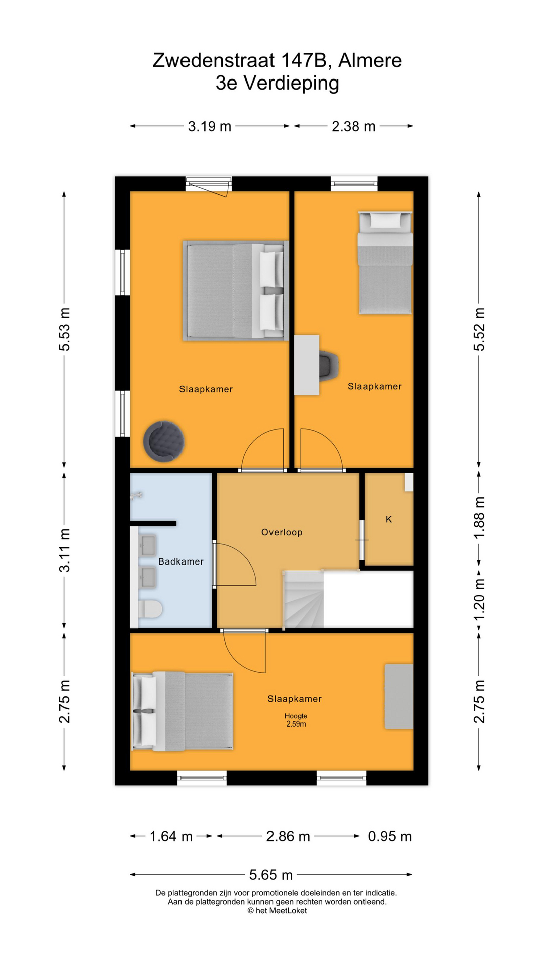 Zwedenstraat 147 B, 1363 DN Almere map