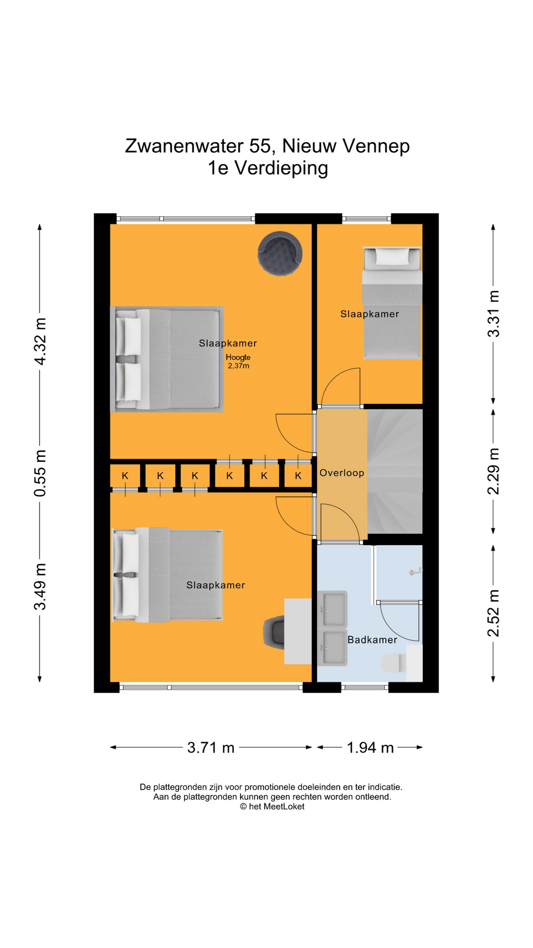 Zwanenwater 55 , 2152 BL Nieuw-vennep map